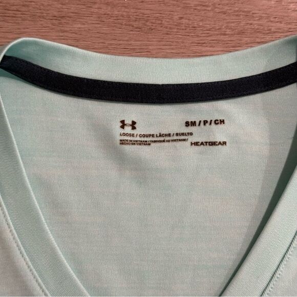 Under Armour Mint Green Tech Twist V Neck T-Shirt Size Small - Picture 3 of 5